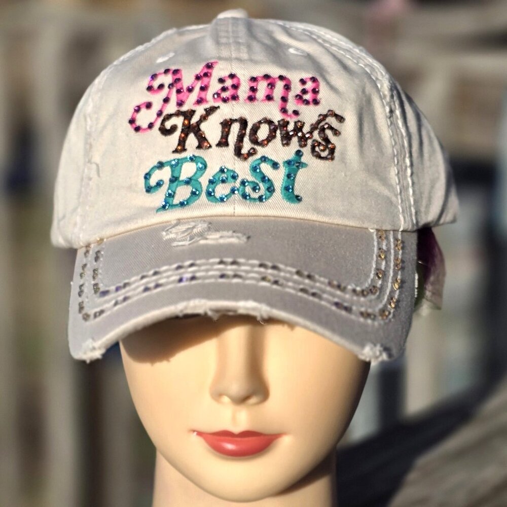 Ladies Stone colored Mama Knows Best BLING Hat NEW